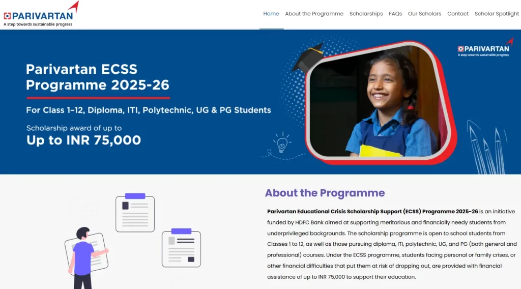 parivartan ecss scholarchip program