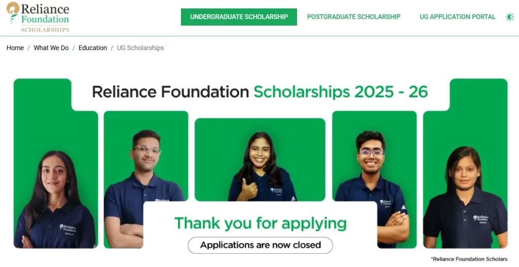 reliance foundation scholarship program